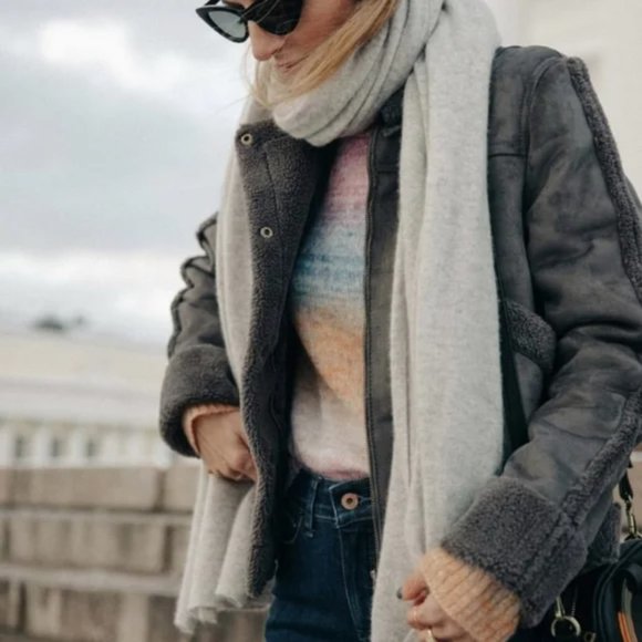 NWOT Anthropologie Marrakech Tina Suede Sherpa Fleece Aviator Jacket, Size XS - Picture 9 of 10